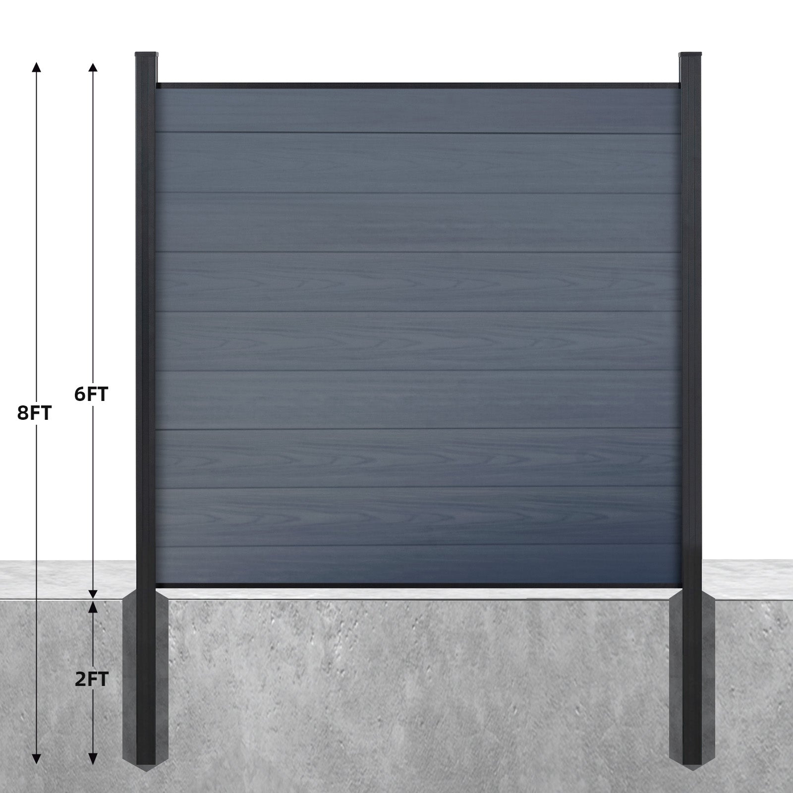 8ft x 6ft Lattice Top fence inground post aluminum frame/posts - CourtyardMart