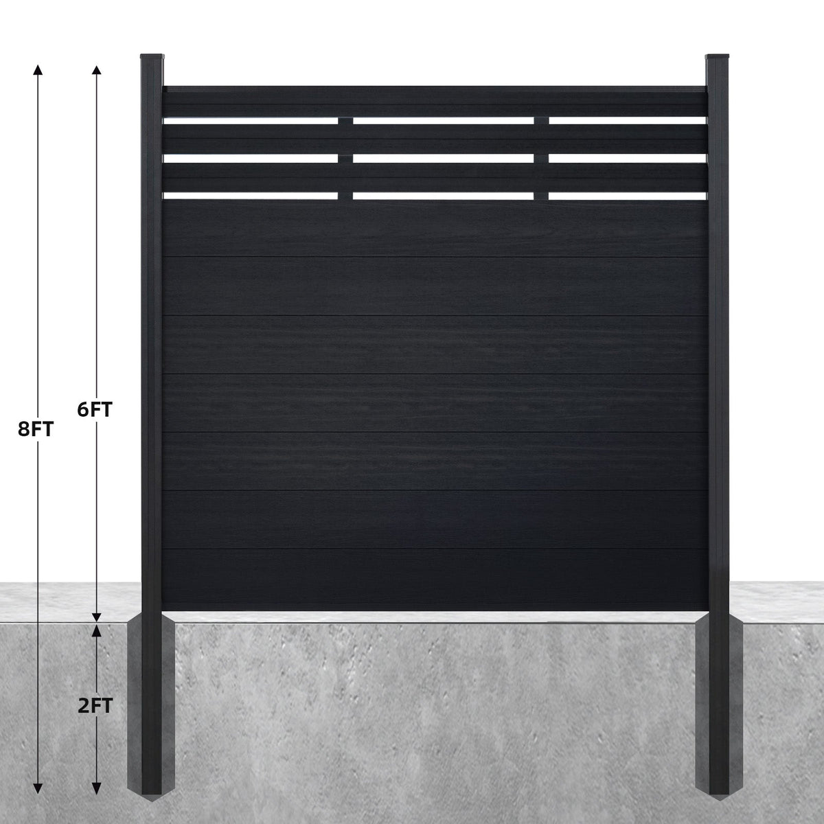 8ft x 6ft Lattice Top fence inground post aluminum frame/posts - CourtyardMart