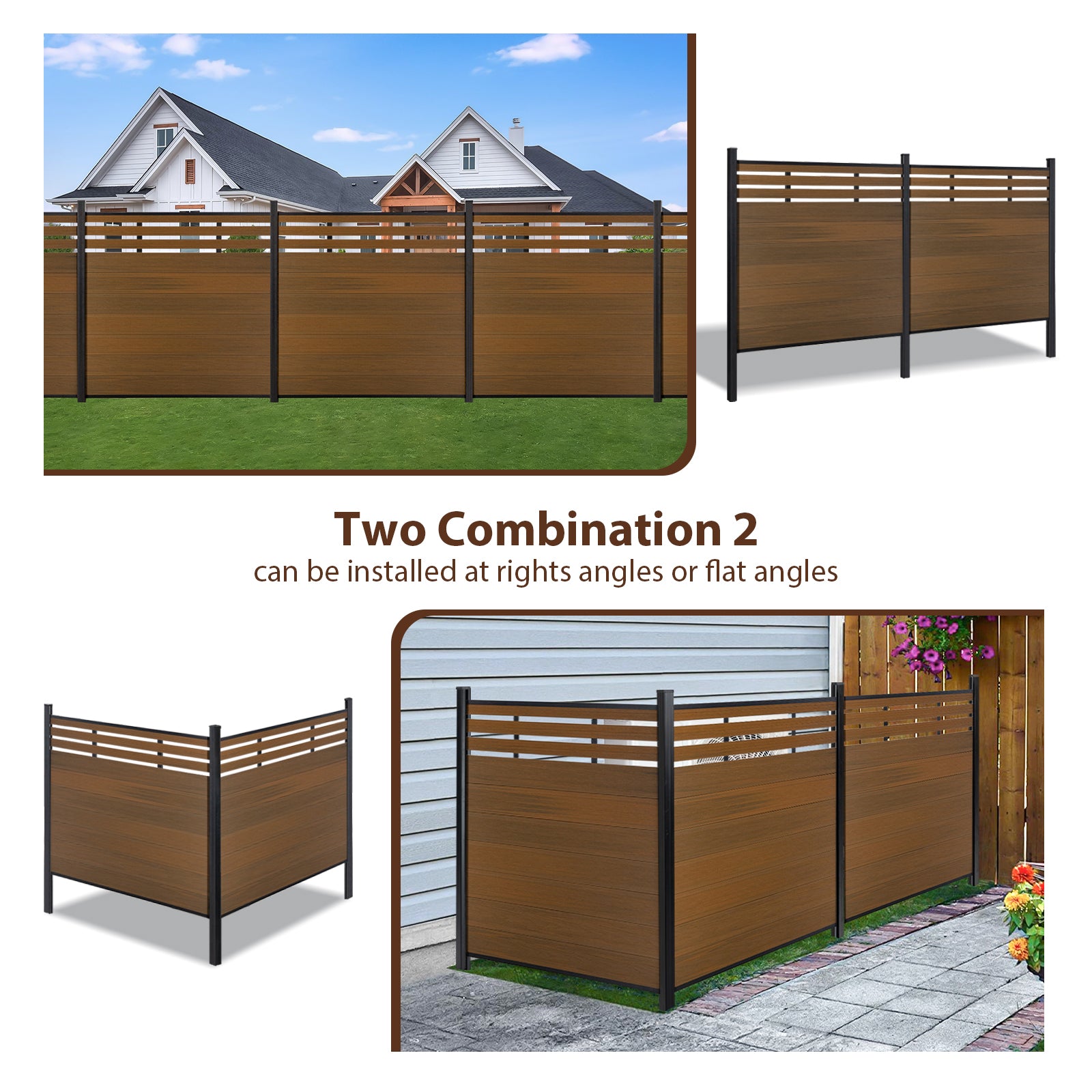 8ft x 6ft Lattice Top fence inground post aluminum frame/posts - CourtyardMart