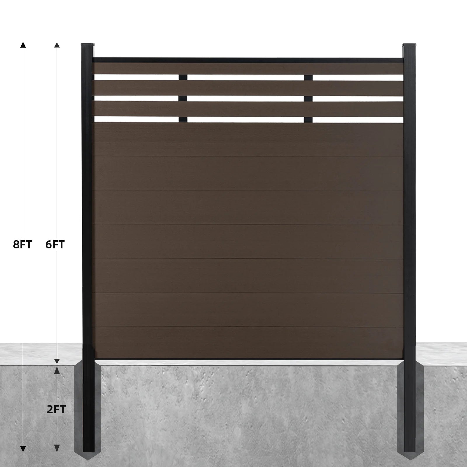 8ft*6ft Lattice Top fence inground post Brushed Finish - CourtyardMart