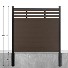 8ft*6ft Lattice Top fence inground post Brushed Finish - CourtyardMart