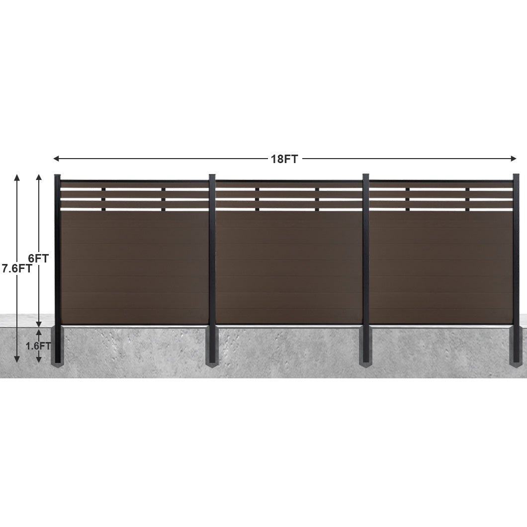 8ft*6ft Lattice Top fence inground post Brushed Finish - CourtyardMart