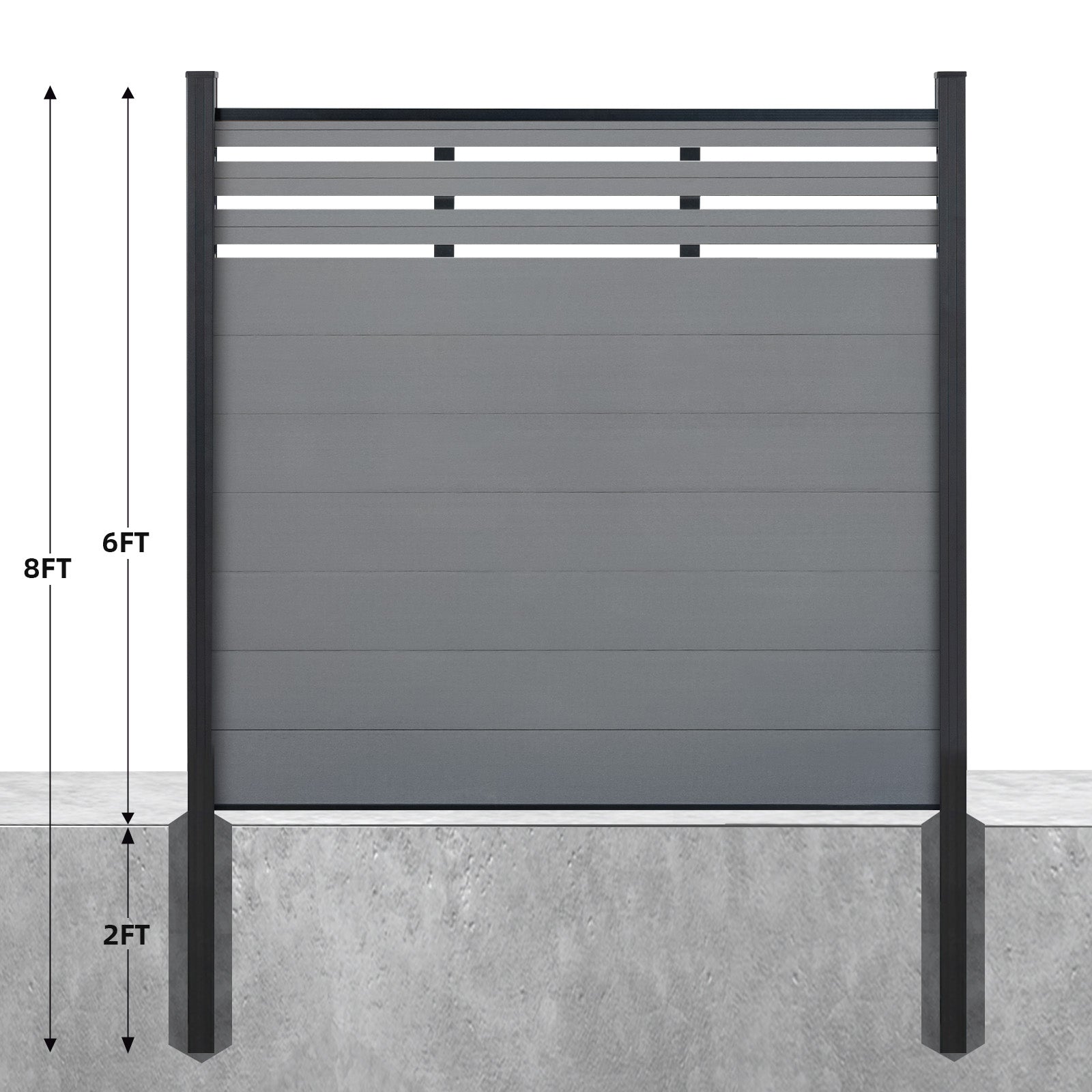 8ft*6ft Lattice Top fence inground post Brushed Finish - CourtyardMart