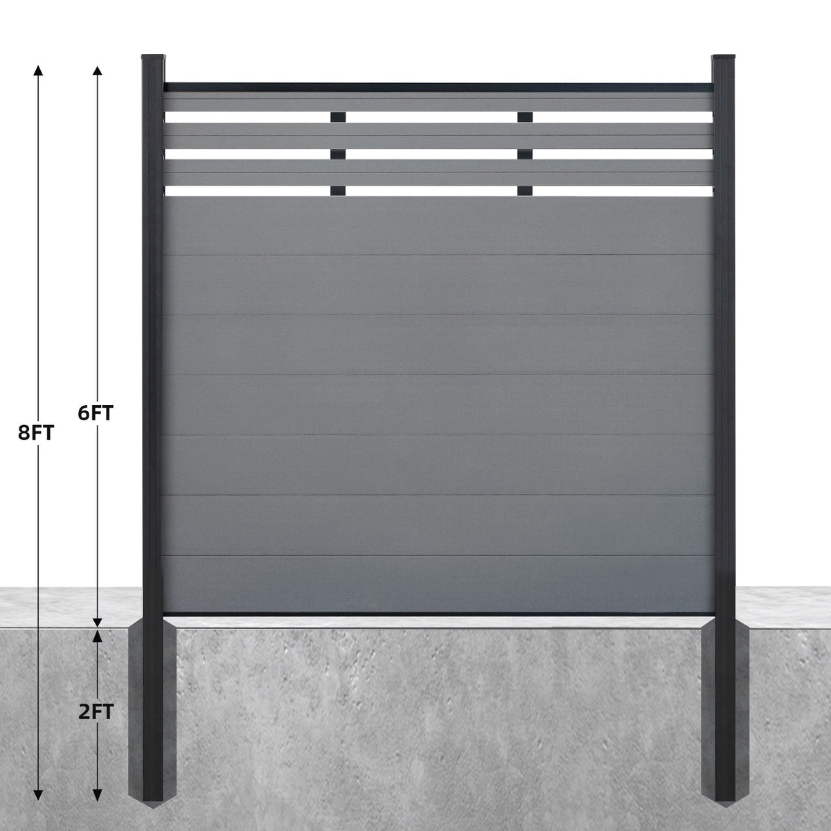 8ft*6ft Lattice Top fence inground post Brushed Finish - CourtyardMart