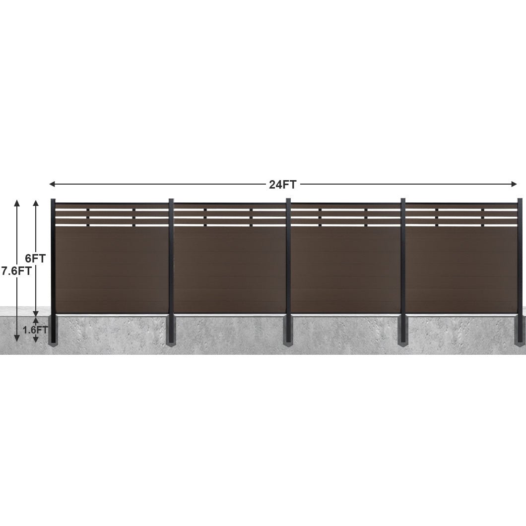 8ft*6ft Lattice Top fence inground post Brushed Finish - CourtyardMart