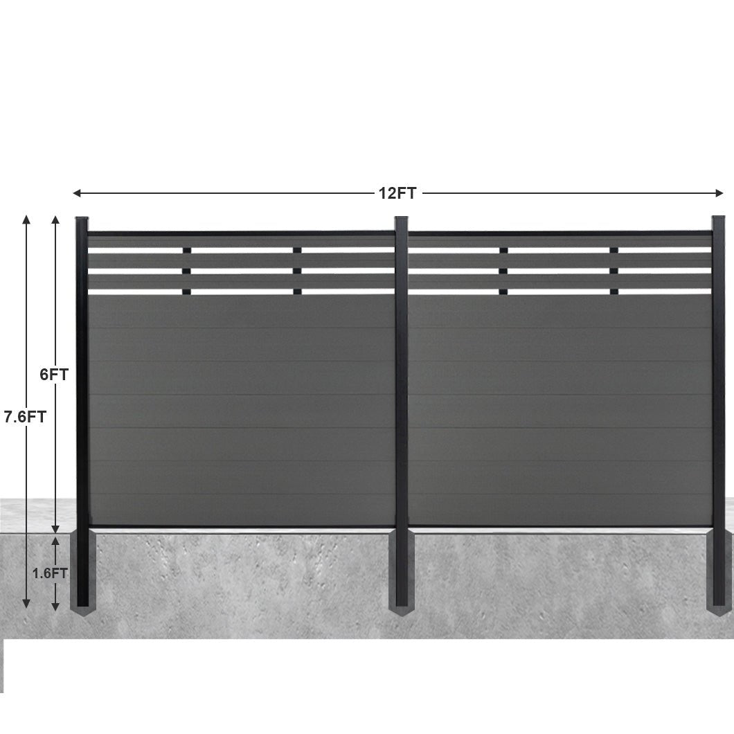 8ft*6ft Lattice Top fence inground post Brushed Finish - CourtyardMart