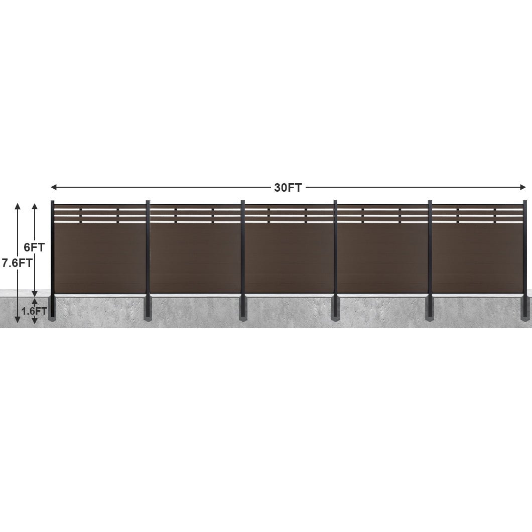 8ft*6ft Lattice Top fence inground post Brushed Finish - CourtyardMart