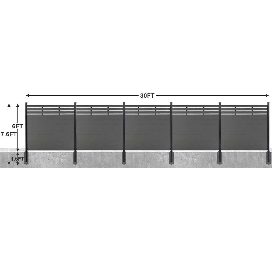 8ft*6ft Lattice Top fence inground post Brushed Finish - CourtyardMart