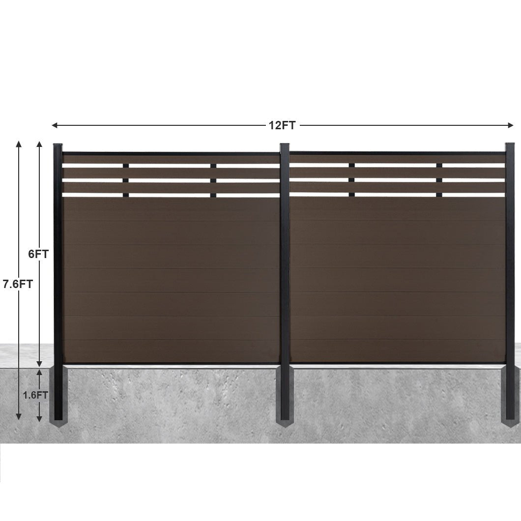 8ft*6ft Lattice Top fence inground post Brushed Finish - CourtyardMart