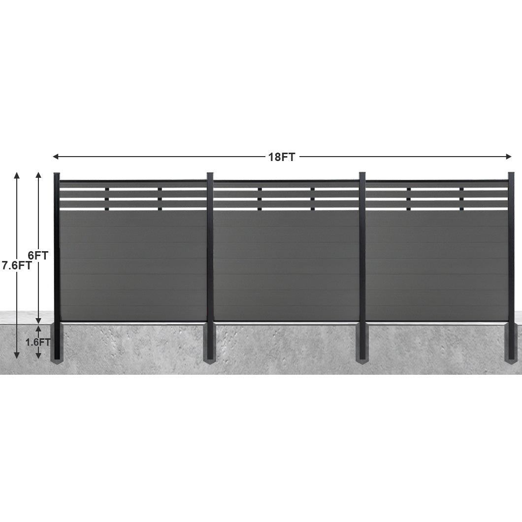 8ft*6ft Lattice Top fence inground post Brushed Finish - CourtyardMart