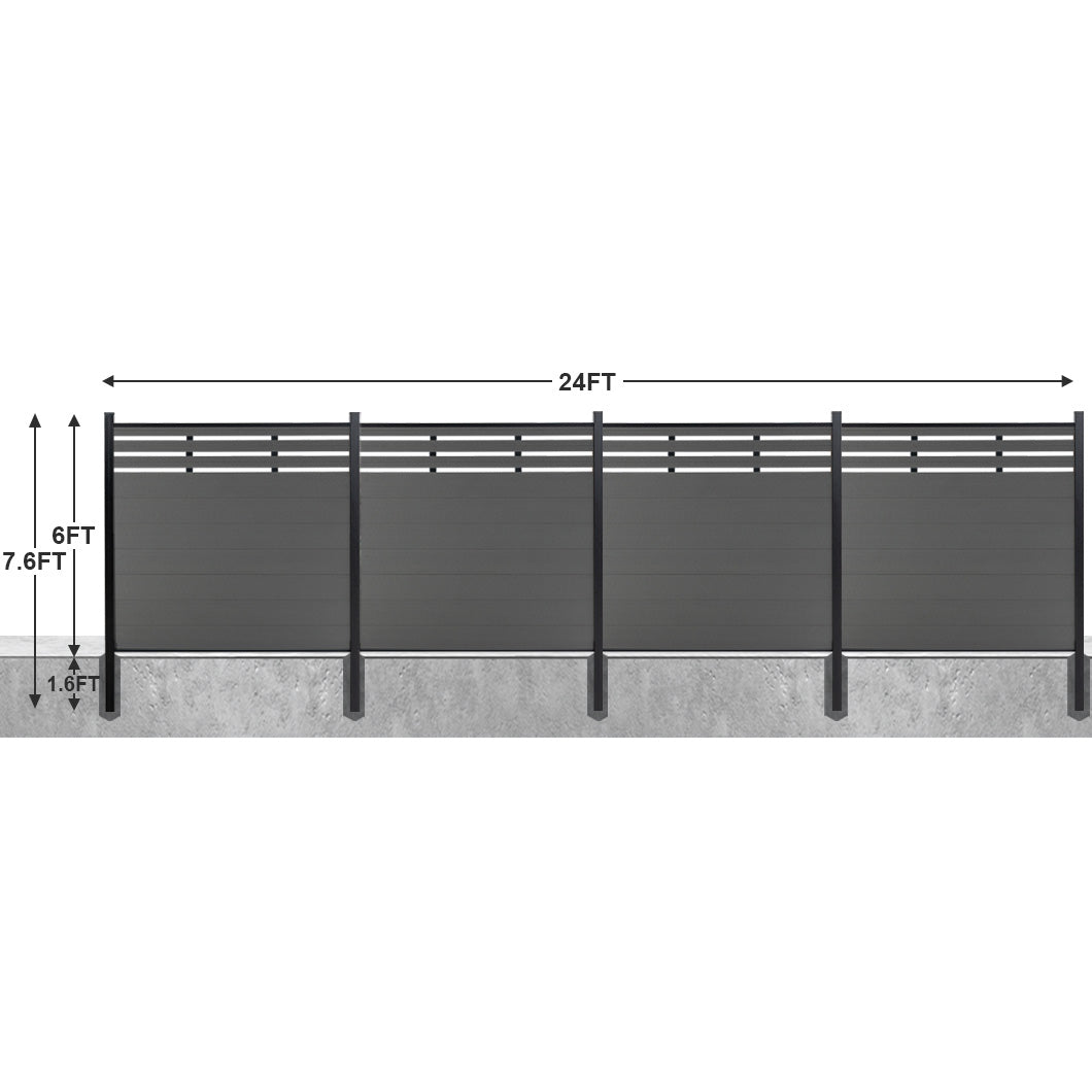 8ft*6ft Lattice Top fence inground post Brushed Finish - CourtyardMart