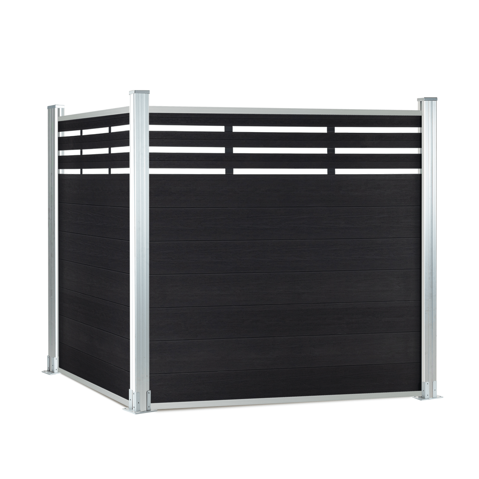 8ft*6ft Wood grain panel fence silver post ground screw installation Lattice Top fence - CourtyardMart