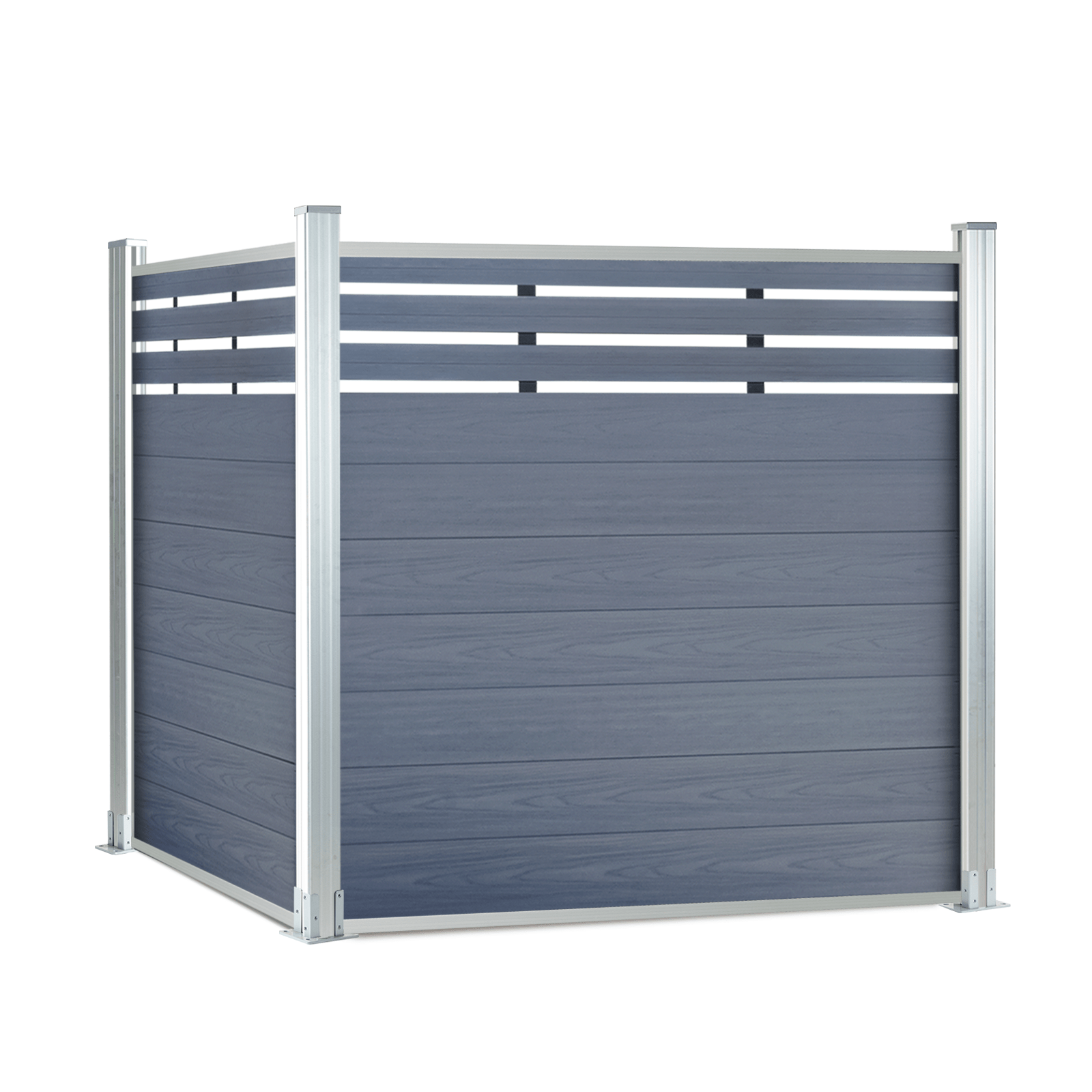 8ft*6ft Wood grain panel fence silver post ground screw installation Lattice Top fence - CourtyardMart