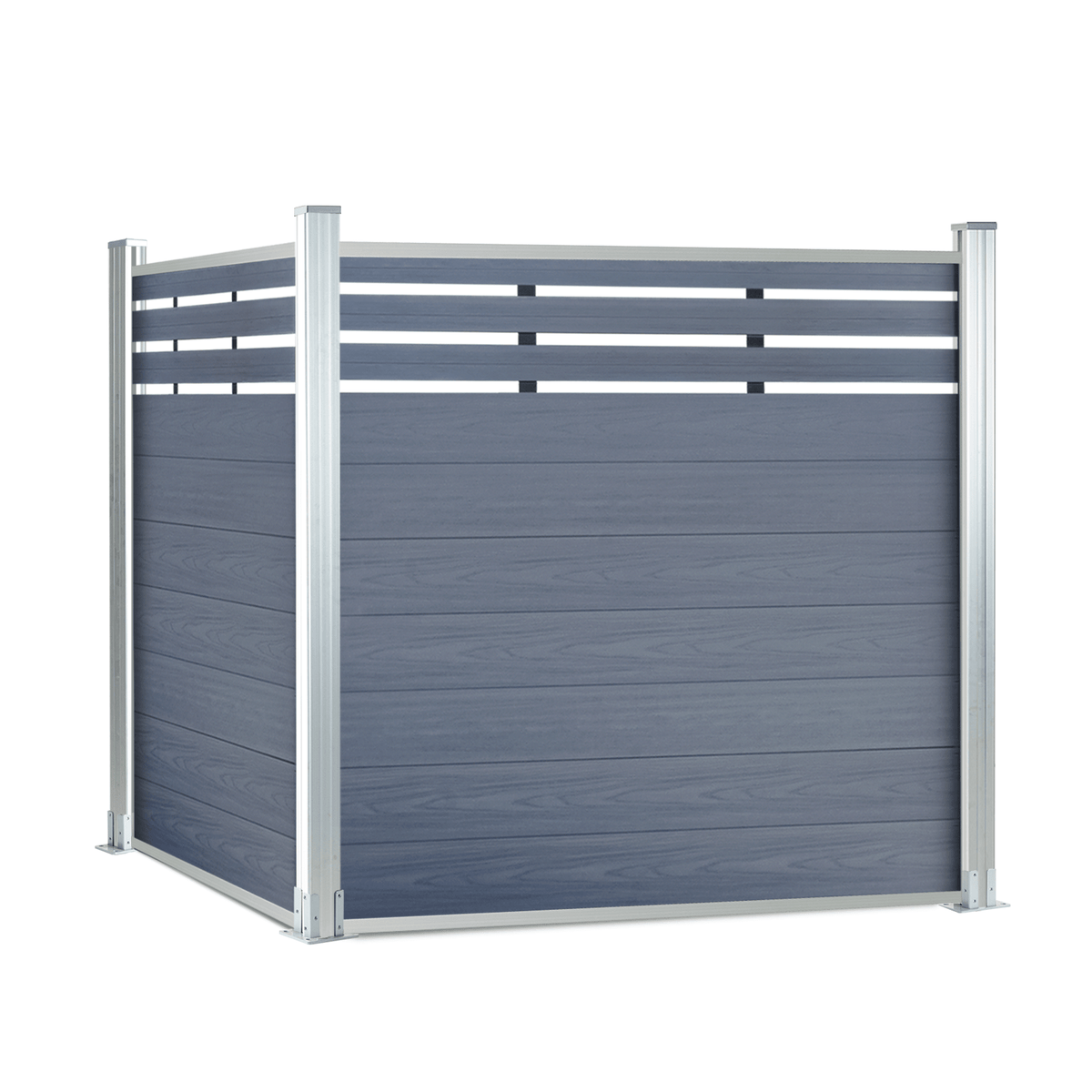 8ft*6ft Wood grain panel fence silver post ground screw installation Lattice Top fence - CourtyardMart