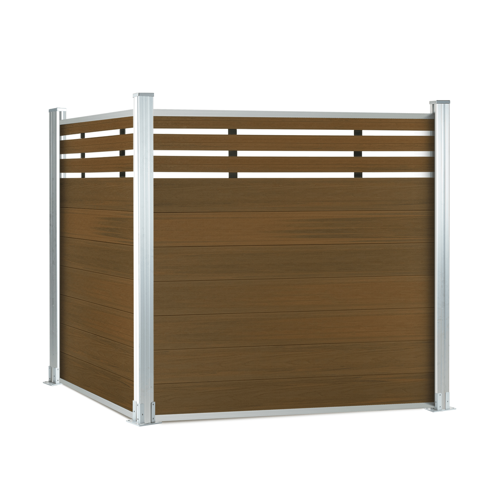 8ft*6ft Wood grain panel fence silver post ground screw installation Lattice Top fence - CourtyardMart