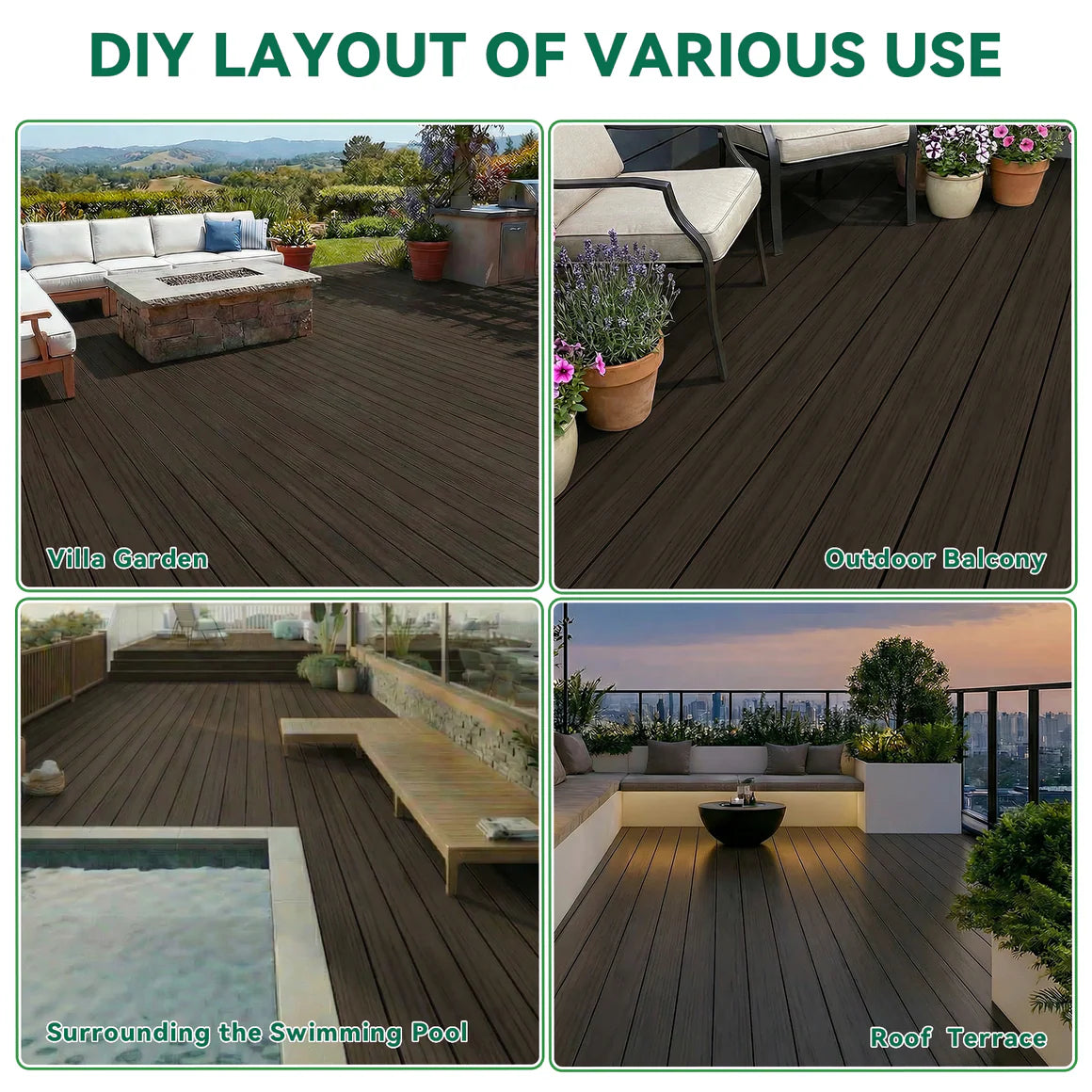 96 in Composite Decking Board, 5.5 in Wide, Outdoor Deck Board, 3 Colors Available