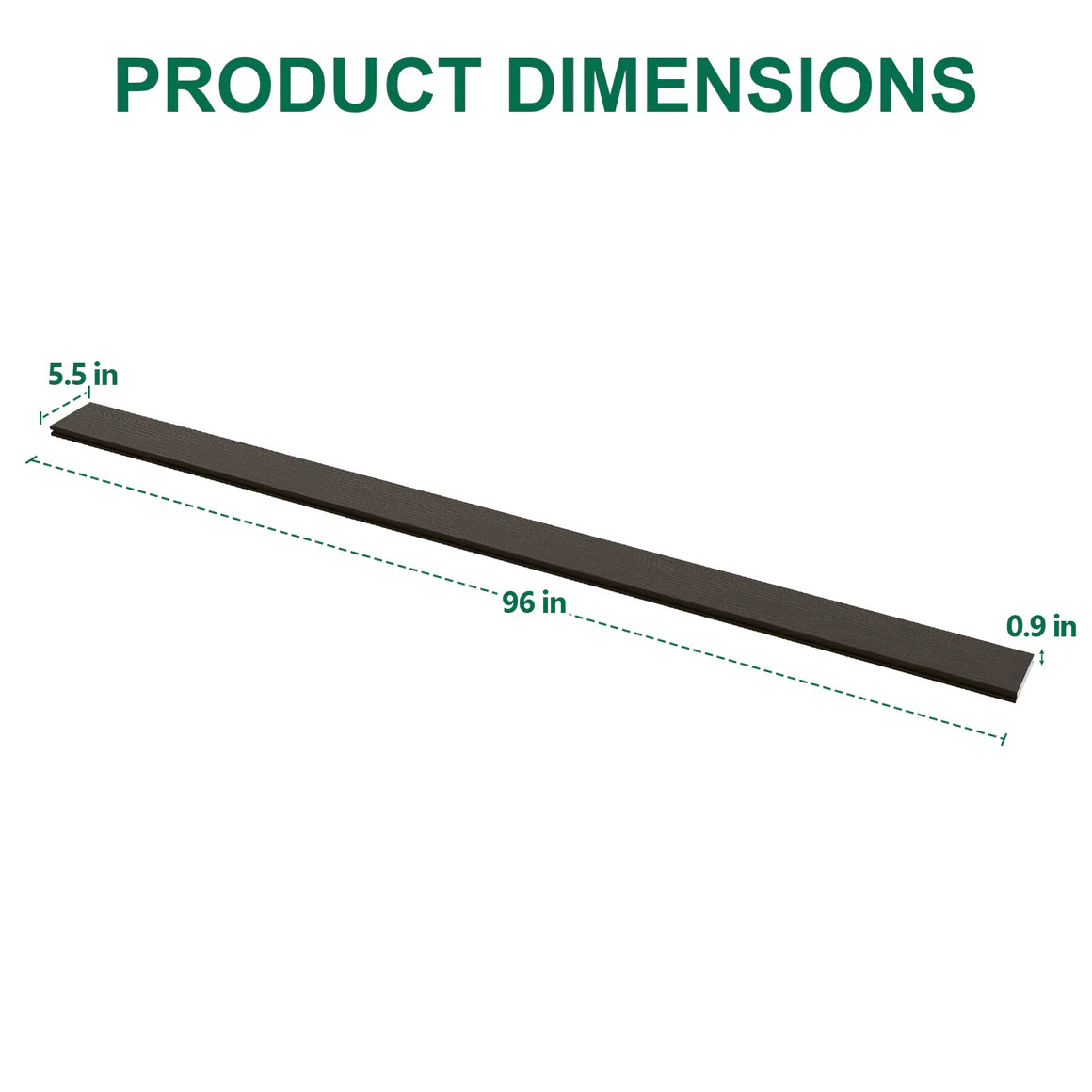 96 in Composite Decking Board, 5.5 in Wide, Outdoor Deck Board, 3 Colors Available