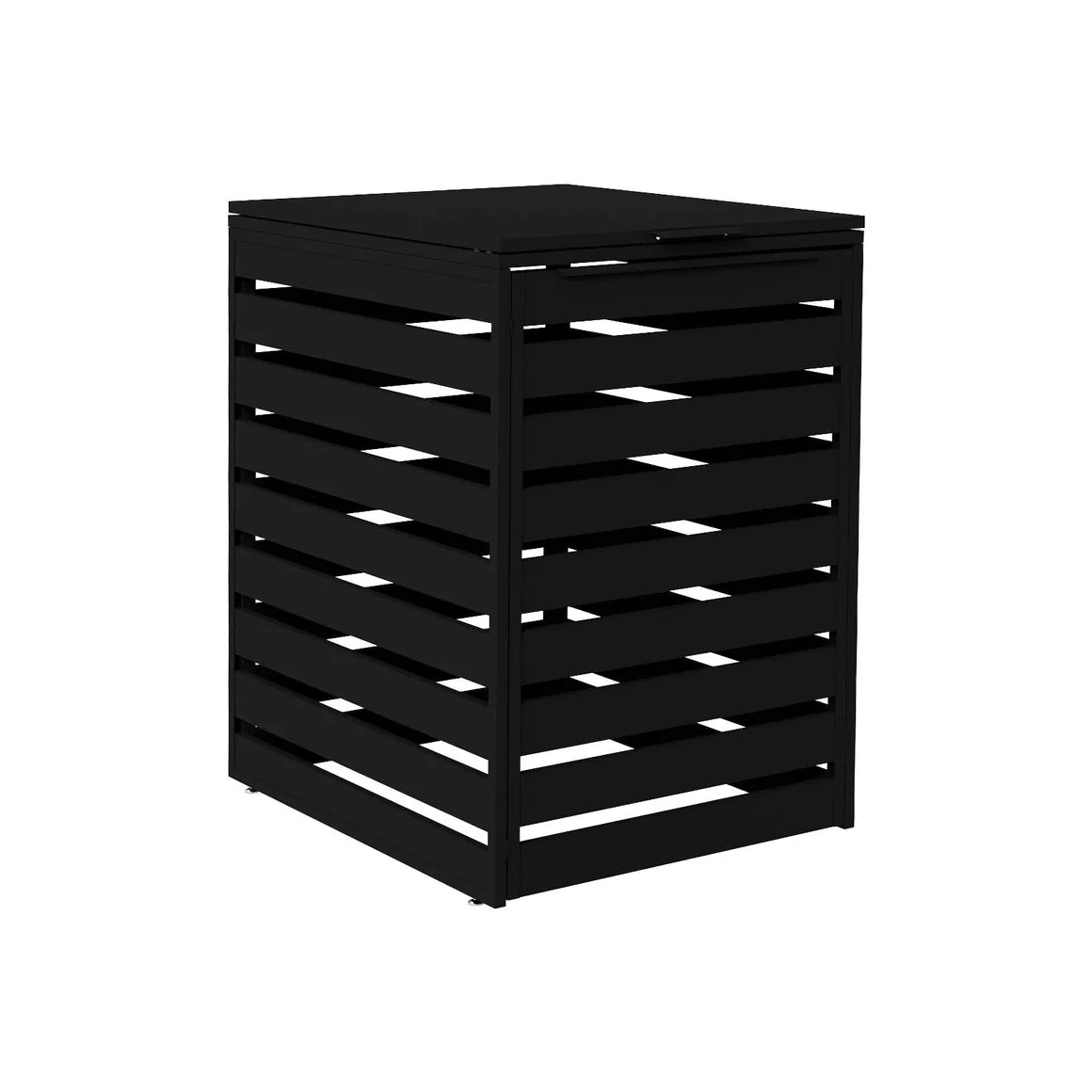 Black Aluminum Trash Can Enclosure with Horizontal Slats, Outdoor Garbage Bin Fence 35.4x40x47.2 in