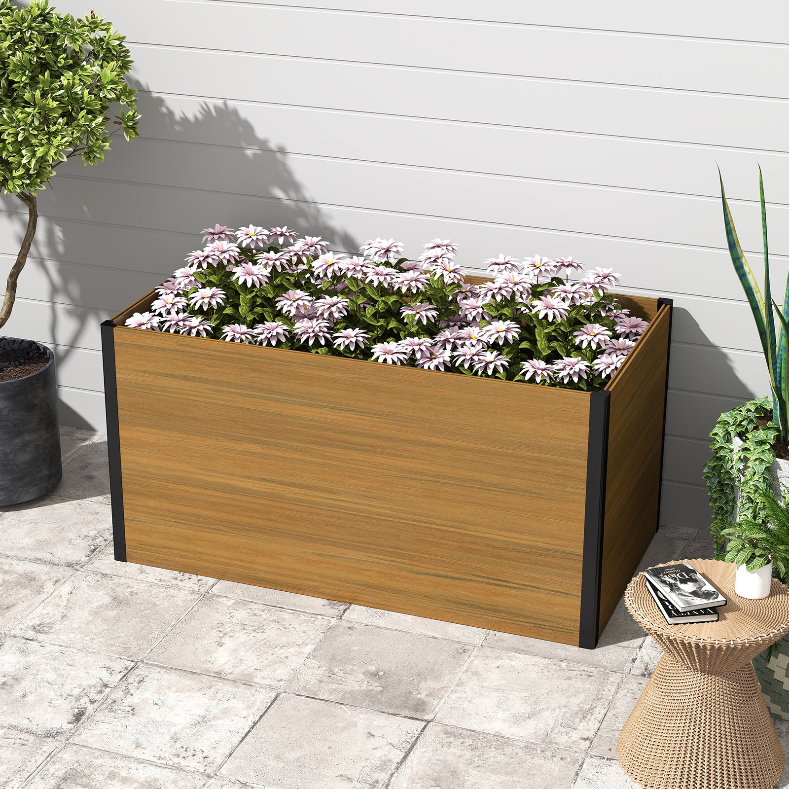 Courtyardmart 57.9in x 31.5in Outdoor Garden Box Raised Planter Bed for Flowers or Vegetables Above Ground Garden Bed for Backyard Patio Balcony or Garden