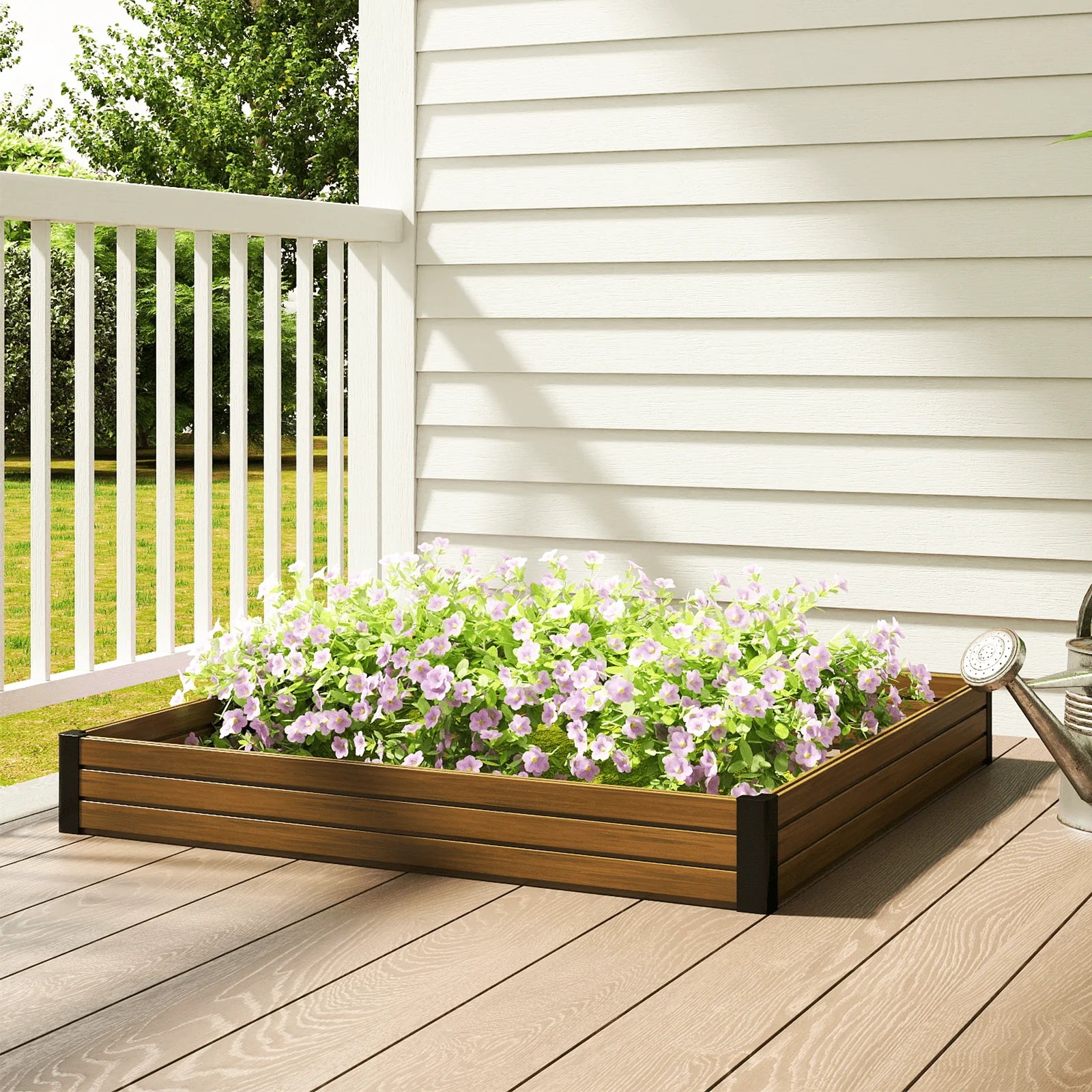 Courtyardmart 47.2in x 47.2in Square Outdoor Garden Box Raised Planter Bed Above Ground Garden Bed for Flowers or Vegetables in Backyard Patio Balcony or Garden