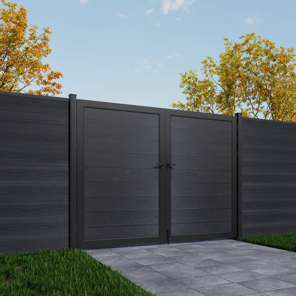 Courtyardmart 10ft x 6ft Composite Privacy Fence Gate Set with Strong Metal Frame, Wide Outdoor Entry for Garden, Backyard or Patio, Modern Fence Gate