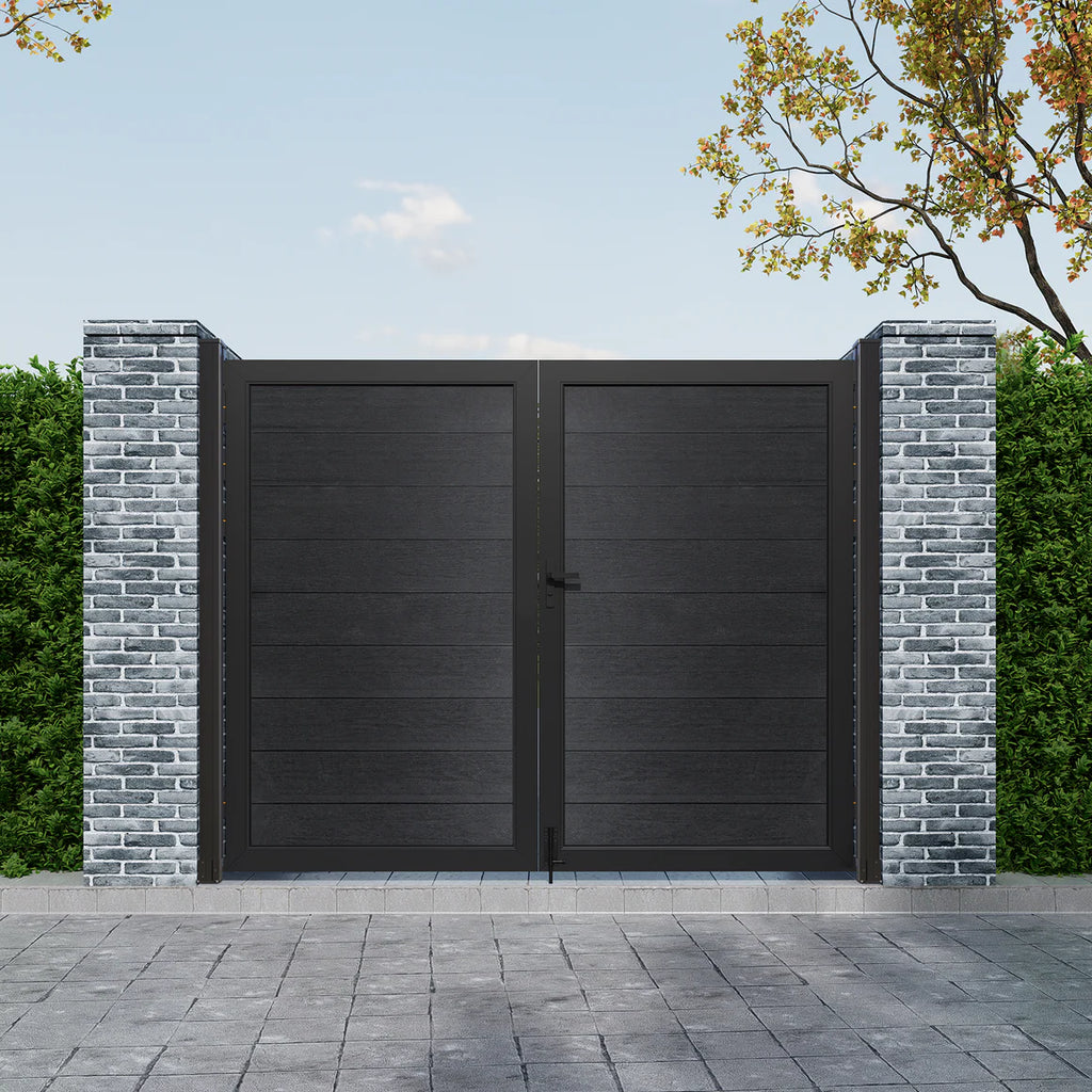 Courtyardmart 10ft x 6ft Composite Privacy Fence Gate Set with Strong Metal Frame, Wide Outdoor Entry for Garden, Backyard or Patio, Modern Fence Gate