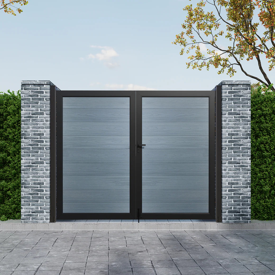 Courtyardmart 10ft x 6ft Composite Privacy Fence Gate Set with Strong Metal Frame, Wide Outdoor Entry for Garden, Backyard or Patio, Modern Fence Gate