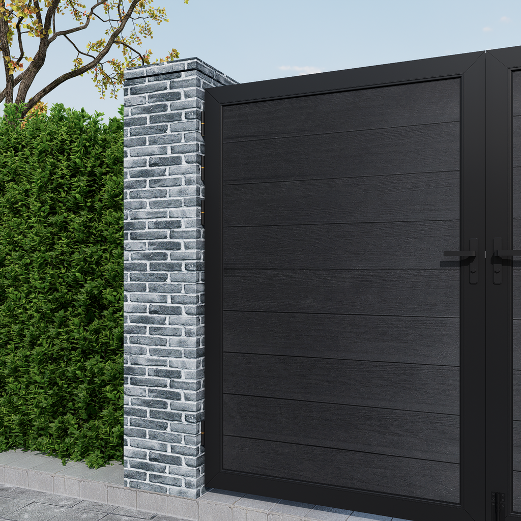 Courtyardmart 10ft x 6ft Composite Privacy Fence Gate Set with Strong Metal Frame, Wide Outdoor Entry for Garden, Backyard or Patio, Modern Fence Gate