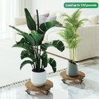 Courtyardmart 13.8in Round Wooden Plant Stand for Indoor Corner Living Room Balcony Patio Garden, 150lbs Capacity Display Base for Home Plant Decor