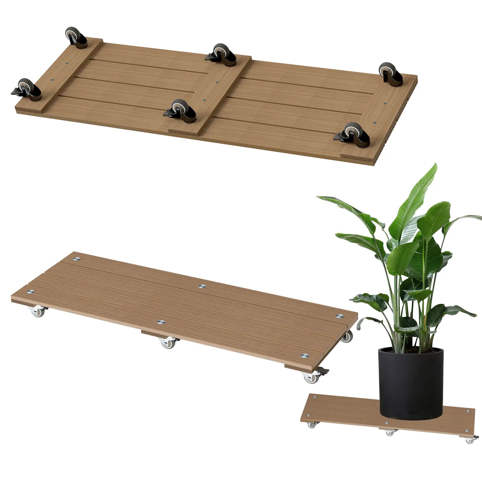 Courtyardmart 13.8in x 31.5in Plant Stand Bench Indoor Corner Display Base for Living Room Balcony Patio Garden, 150lbs Capacity Rectangular Plant Holder