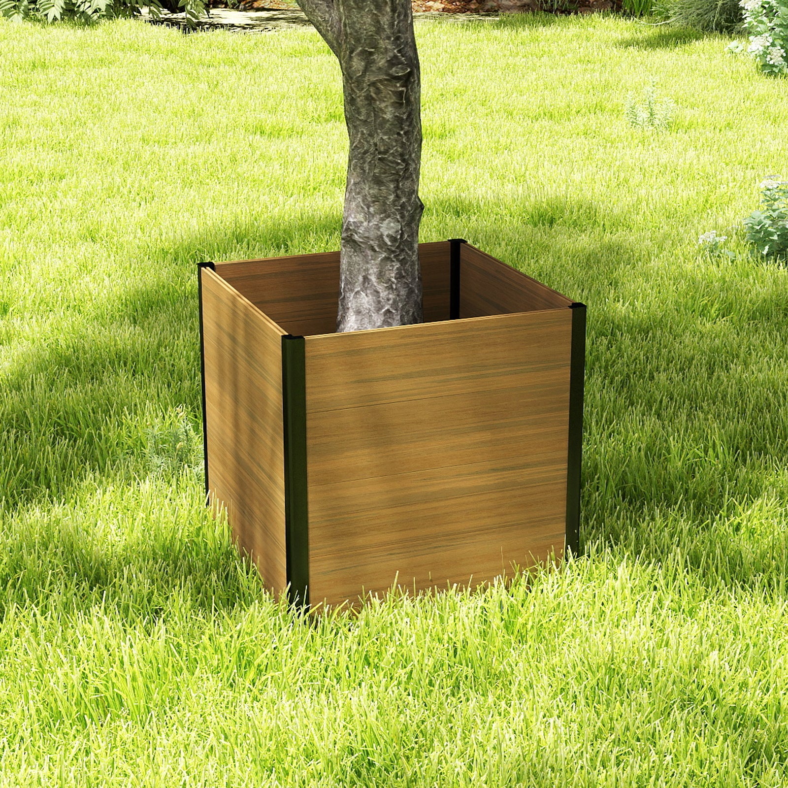 Courtyardmart 31.5in x 31.5in x 30in Outdoor Garden Box Raised Planter Bed Ideal for Backyard Patio Balcony or Garden Above Ground Flower or Vegetable Planter Box