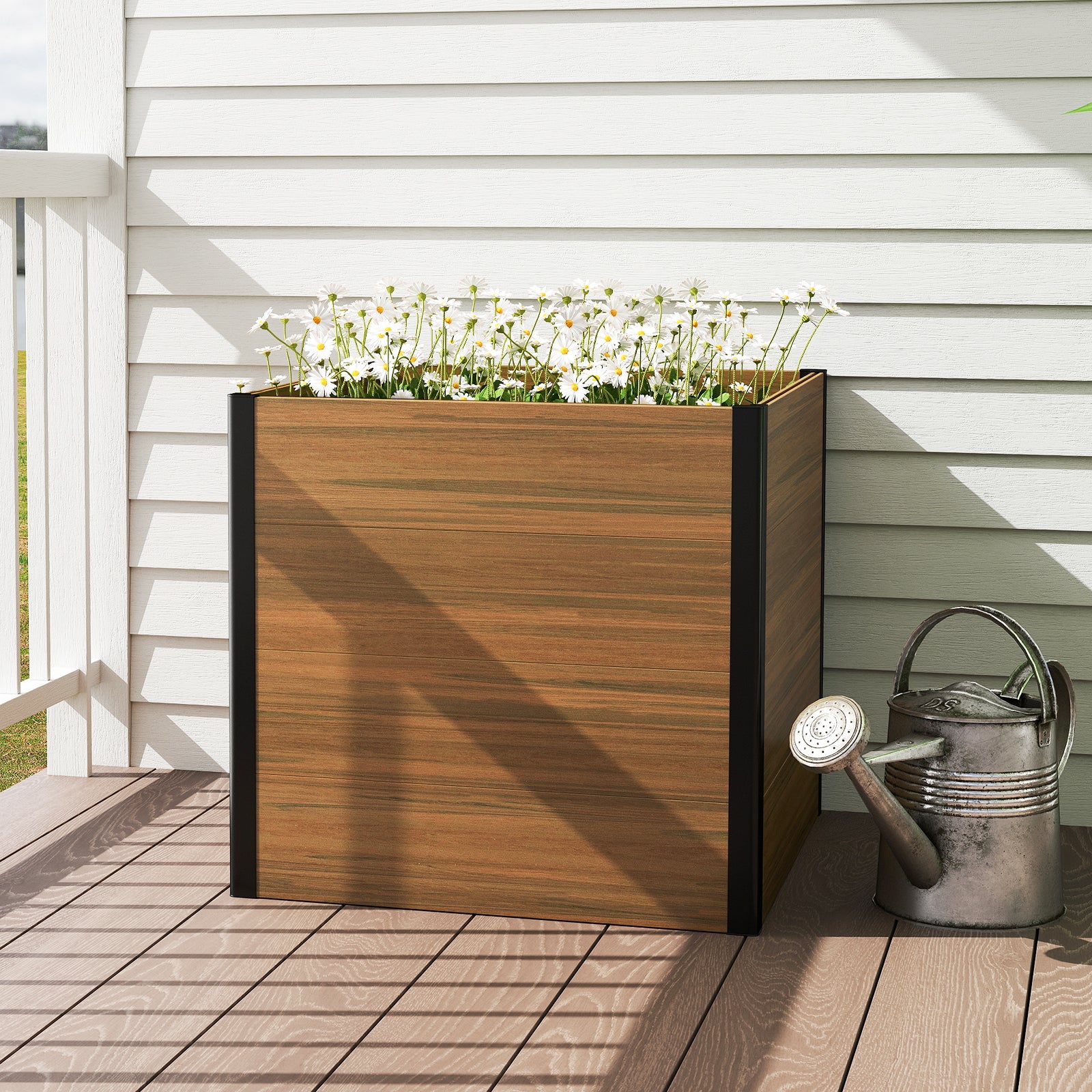 Courtyardmart 31.5in x 31.5in x 30in Outdoor Garden Box Raised Planter Bed Ideal for Backyard Patio Balcony or Garden Above Ground Flower or Vegetable Planter Box