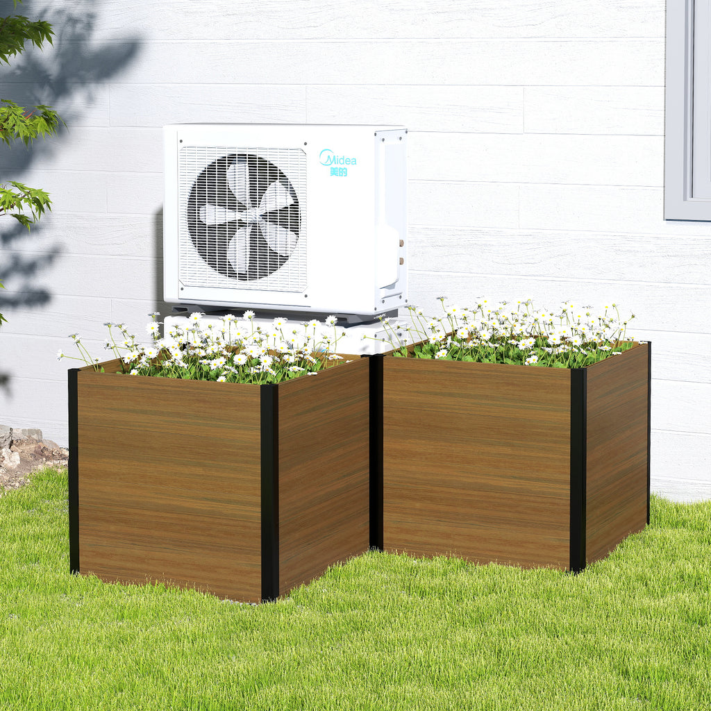 Courtyardmart 31.5in x 31.5in x 30in Outdoor Garden Box Raised Planter Bed Ideal for Backyard Patio Balcony or Garden Above Ground Flower or Vegetable Planter Box