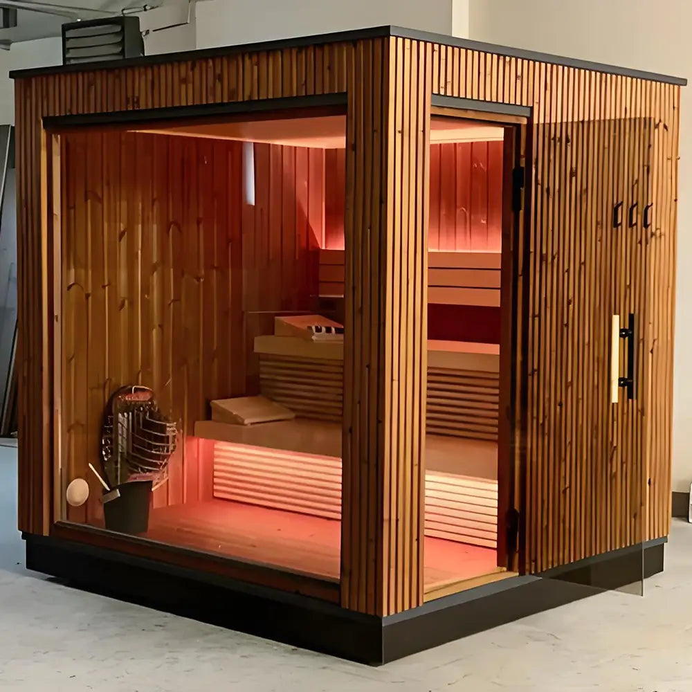 Courtyardmart 4-Person Cedar Wood Outdoor Sauna with Graphene Heating, Personal Indoor Luxury Spa for Home and Gym, Best Home and Outdoor Saunas Experience