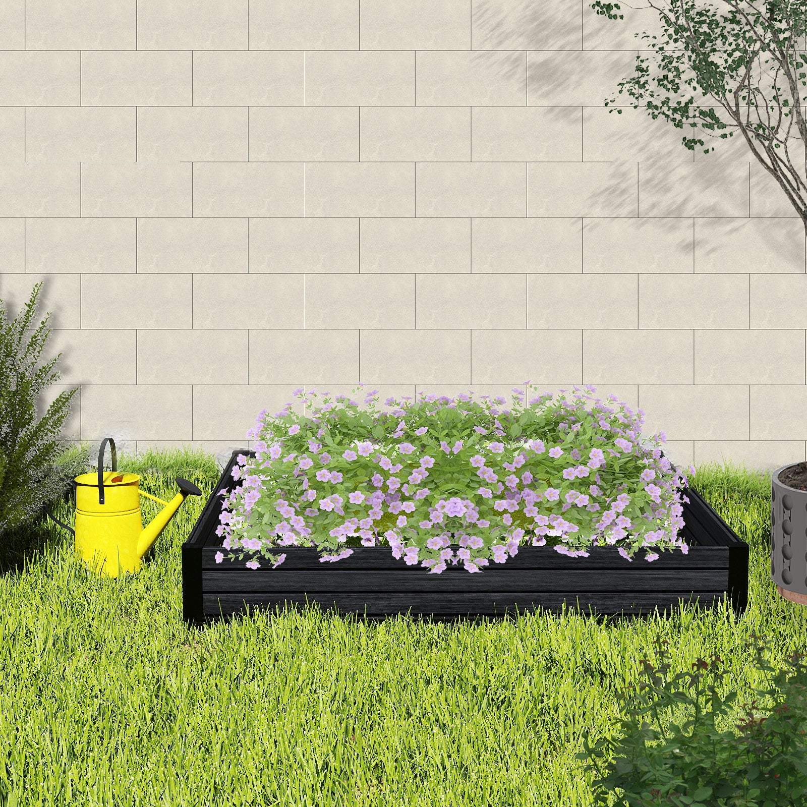 Courtyardmart 47.2in x 47.2in Square Outdoor Garden Box Raised Planter Bed Above Ground Garden Bed for Flowers or Vegetables in Backyard Patio Balcony or Garden