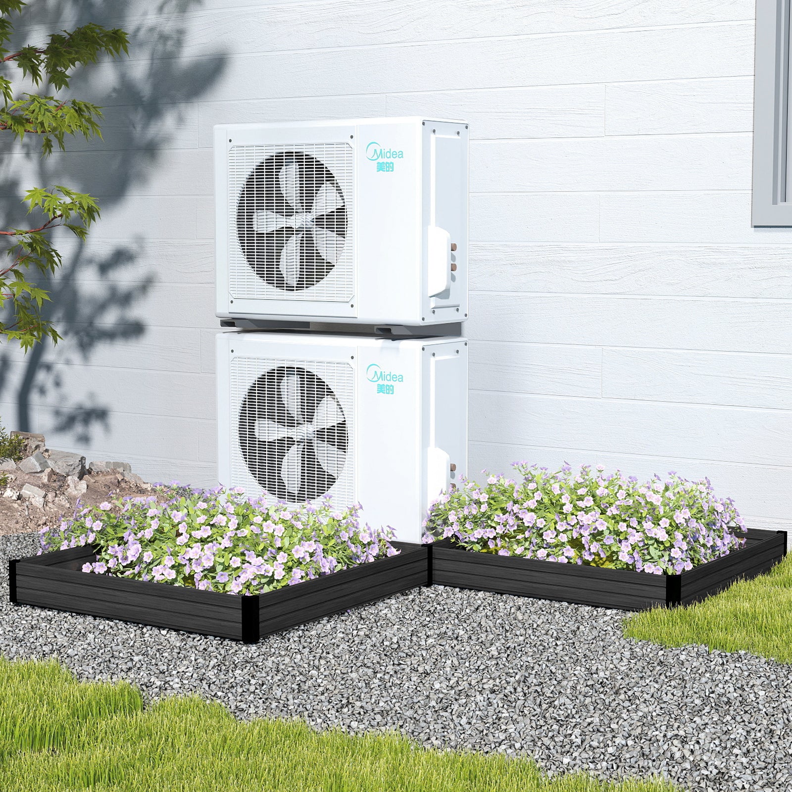 Courtyardmart 47.2in x 47.2in Square Outdoor Garden Box Raised Planter Bed Above Ground Garden Bed for Flowers or Vegetables in Backyard Patio Balcony or Garden