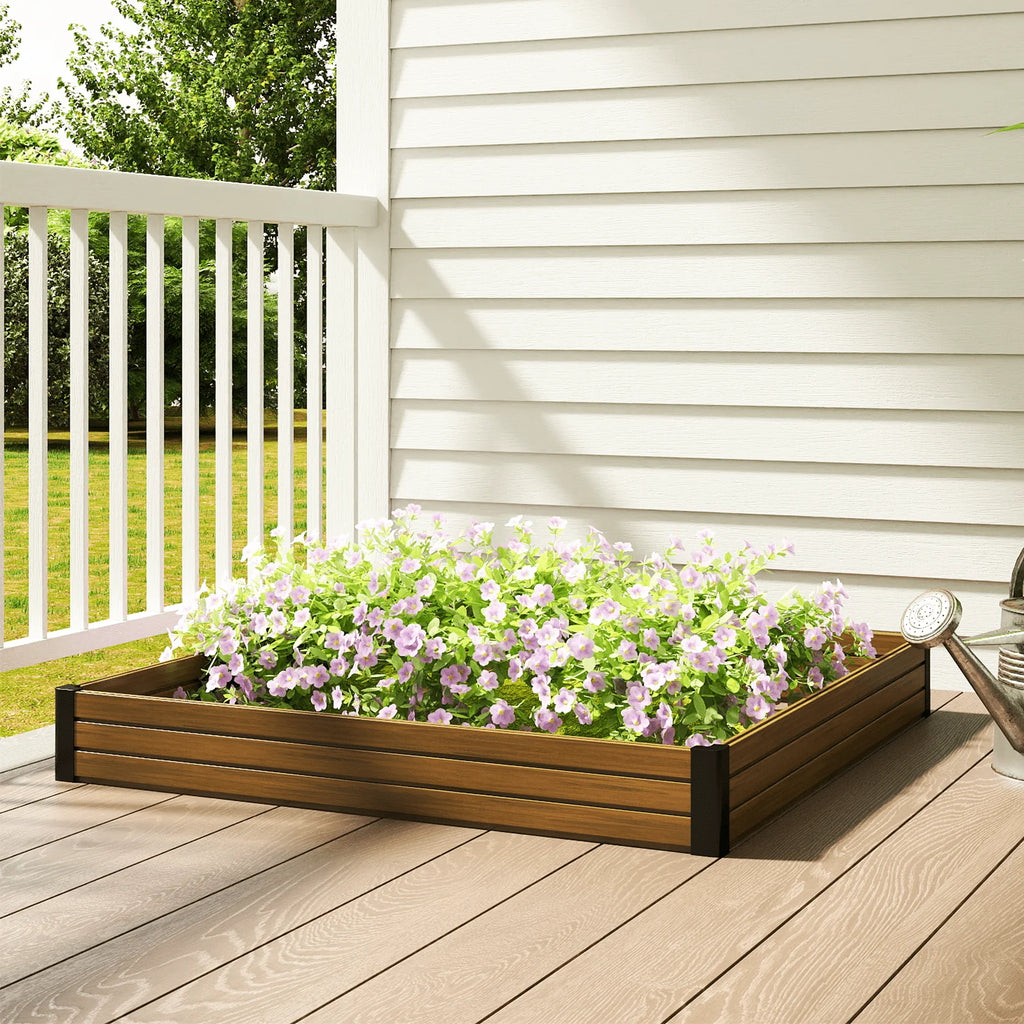 Courtyardmart 47.2in x 47.2in Square Outdoor Garden Box Raised Planter Bed Above Ground Garden Bed for Flowers or Vegetables in Backyard Patio Balcony or Garden