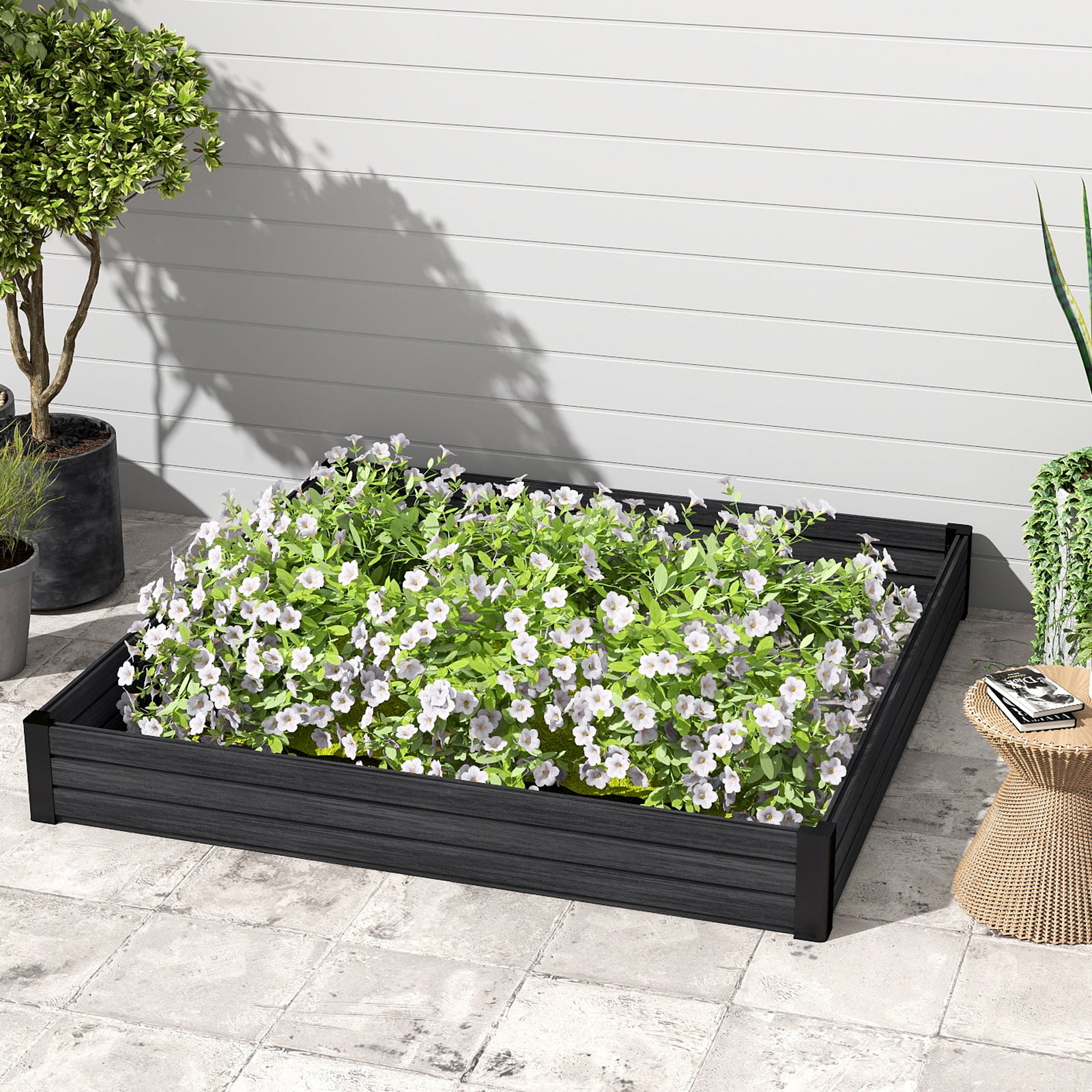 Courtyardmart 47.2in x 47.2in Square Outdoor Garden Box Raised Planter Bed Above Ground Garden Bed for Flowers or Vegetables in Backyard Patio Balcony or Garden
