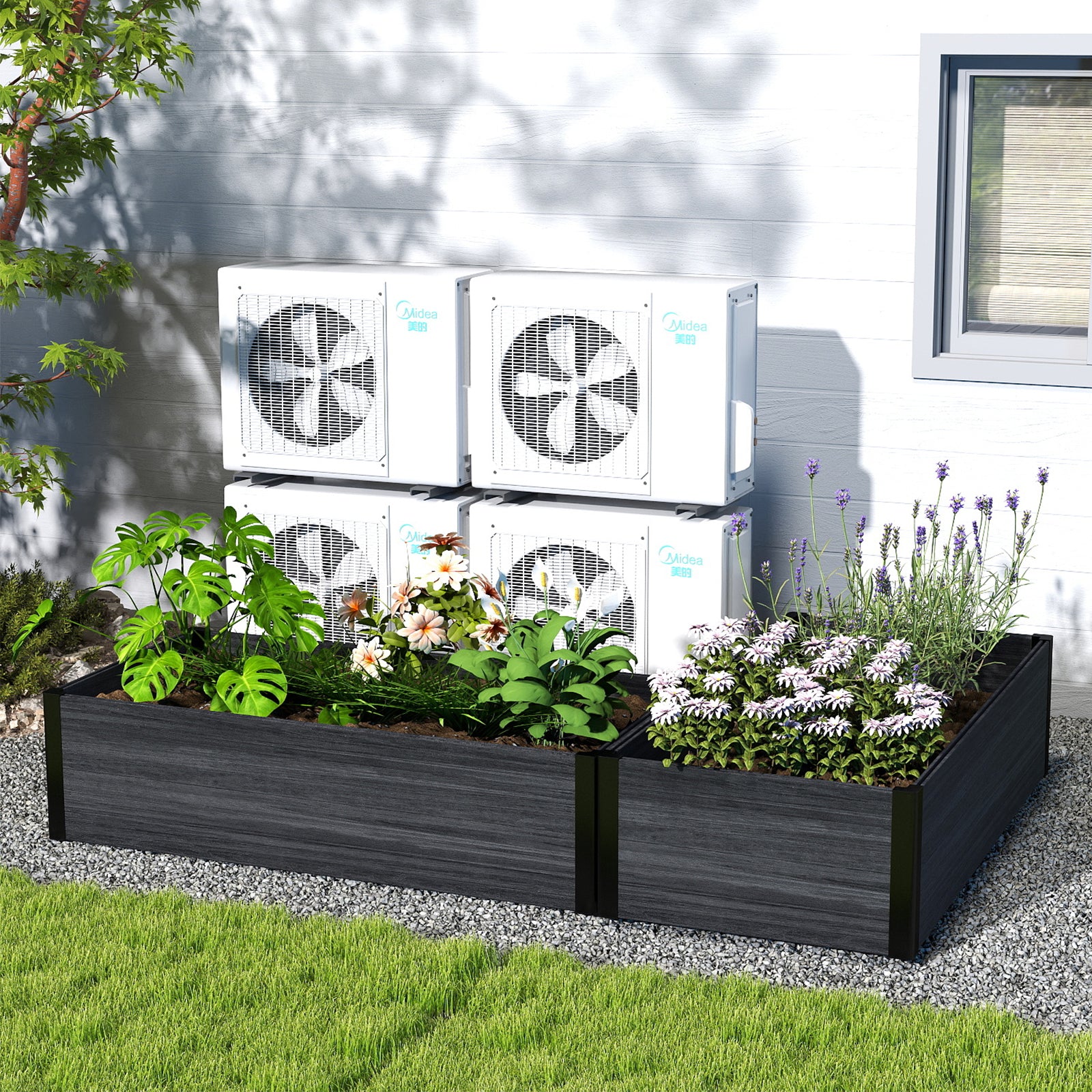 Courtyardmart 47.6in x 23.7in Rectangular Outdoor Garden Box Raised Planter Bed 12.2in High, Above Ground Garden Bed for Flowers Vegetables, Backyard Patio, Balcony