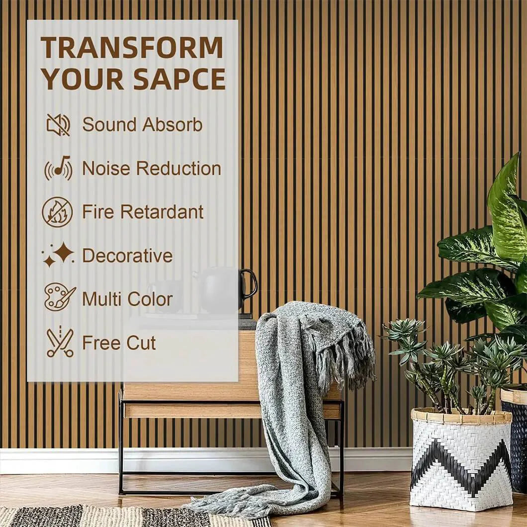Courtyardmart 47in Wall Panels with Decorative Slat Design and Acoustic Function Available in 4 Classic Colors for Modern Homes or Office Walls
