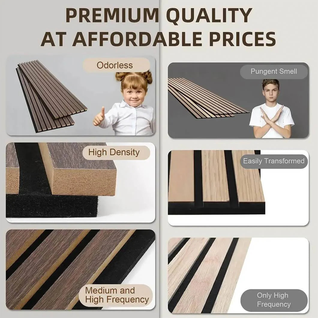 Courtyardmart 47in Wall Panels with Decorative Slat Design and Acoustic Function Available in 4 Classic Colors for Modern Homes or Office Walls
