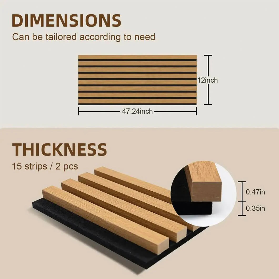 Courtyardmart 47in Wall Panels with Decorative Slat Design and Acoustic Function Available in 4 Classic Colors for Modern Homes or Office Walls