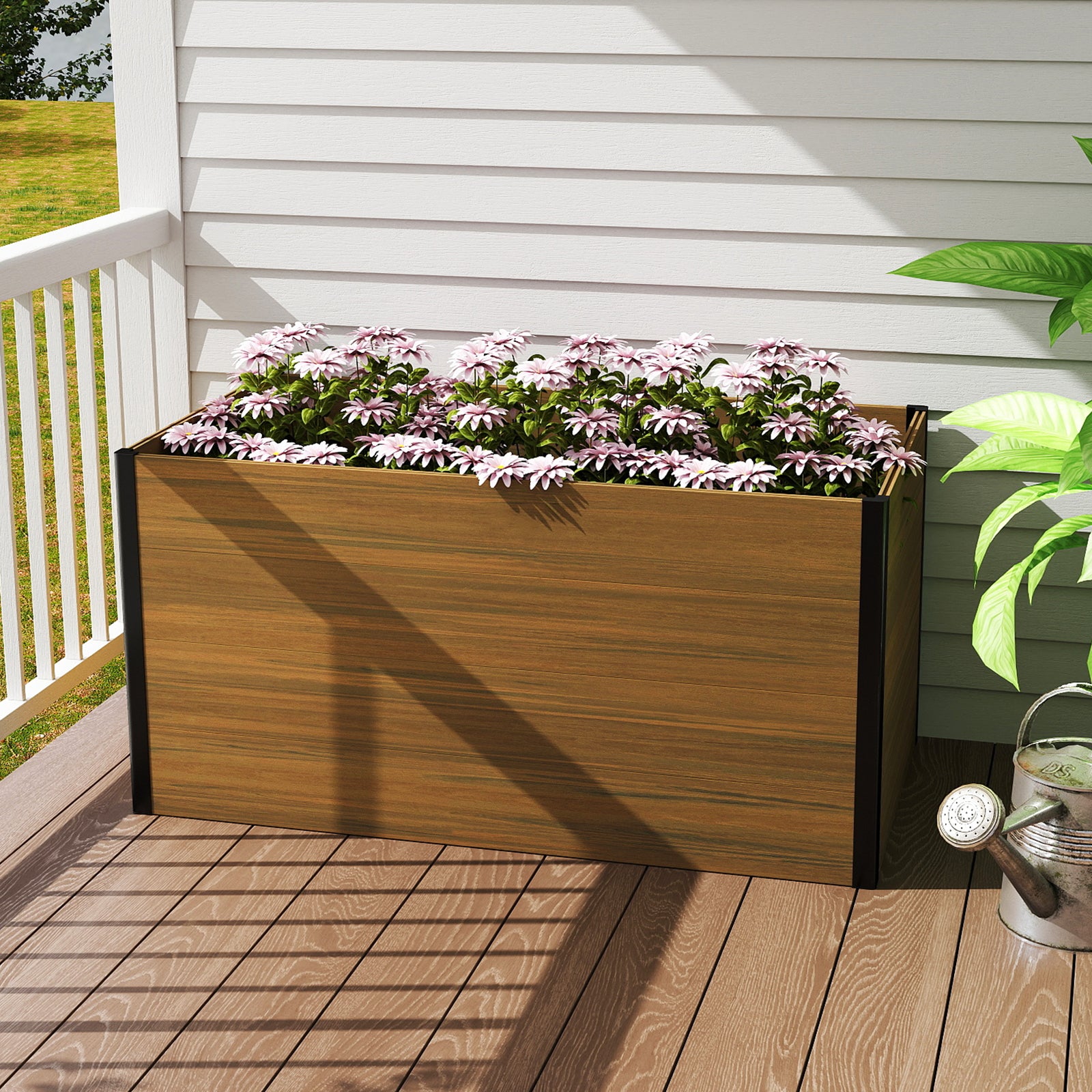 Courtyardmart 57.9in x 31.5in Outdoor Garden Box Raised Planter Bed for Flowers or Vegetables Above Ground Garden Bed for Backyard Patio Balcony or Garden