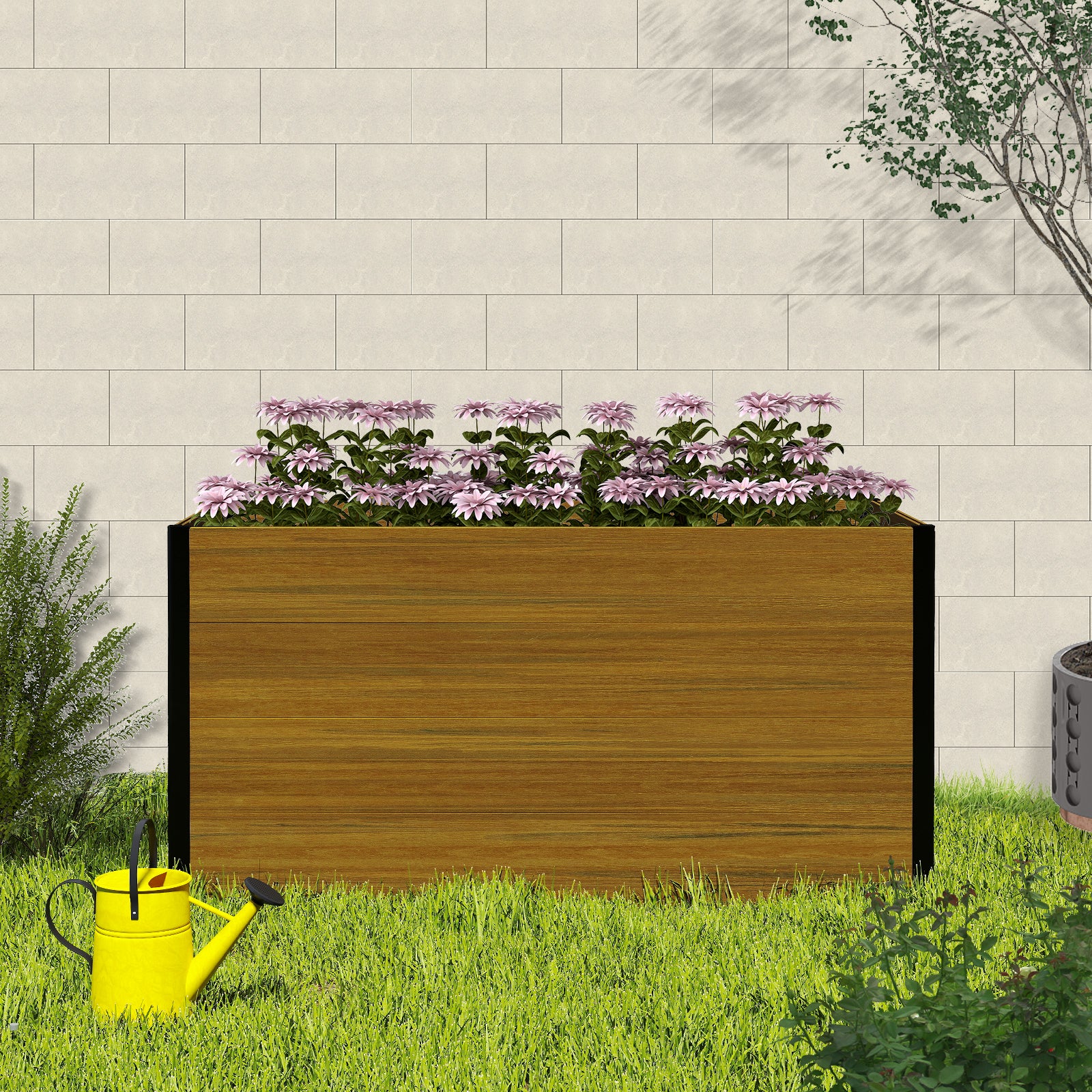 Courtyardmart 57.9in x 31.5in Outdoor Garden Box Raised Planter Bed for Flowers or Vegetables Above Ground Garden Bed for Backyard Patio Balcony or Garden
