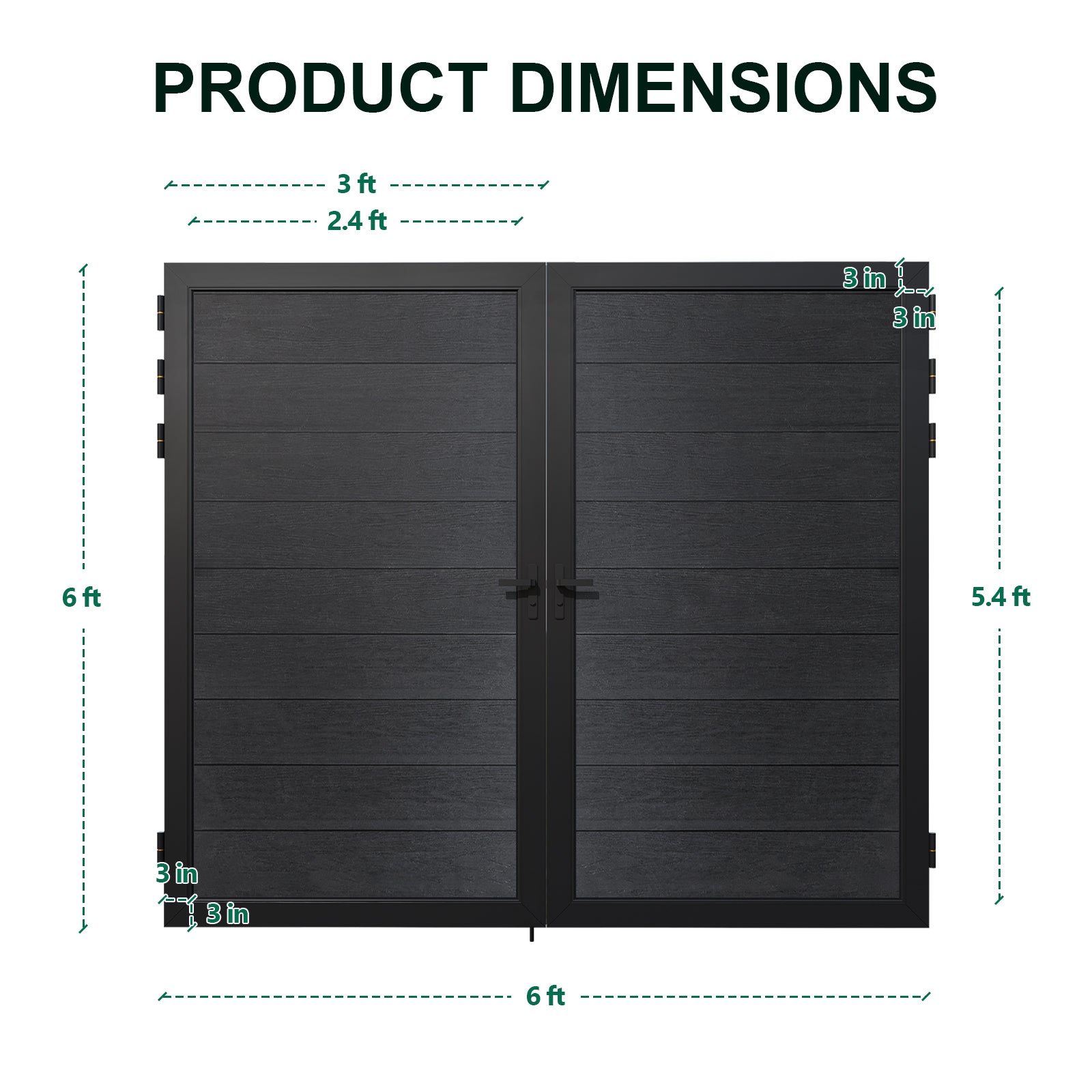 Courtyardmart 6ft x 5ft Composite Privacy Fence Gate with Metal Frame for Garden Backyard or Patio Entry