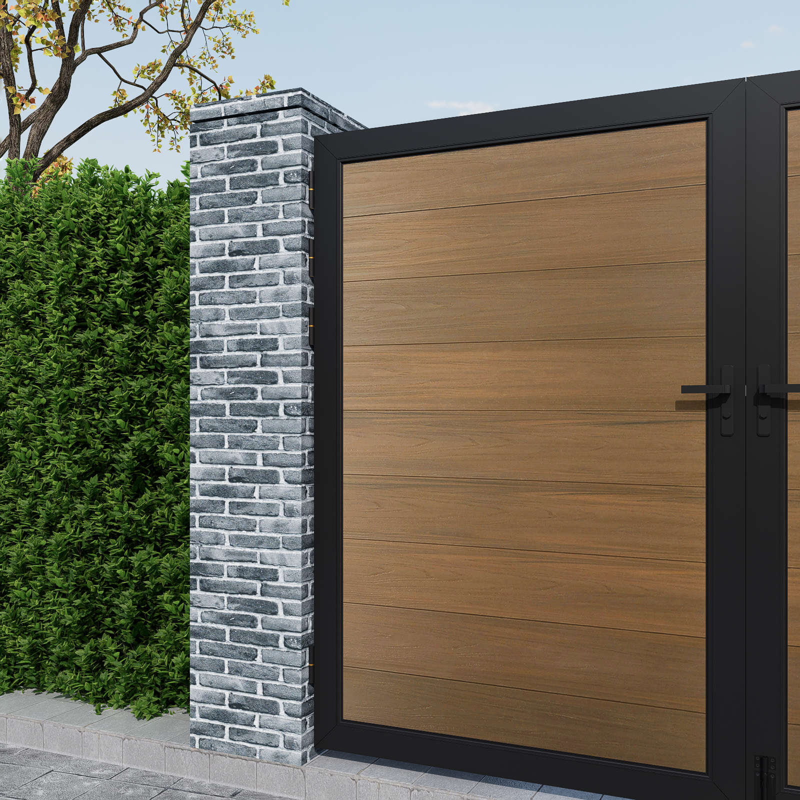 Courtyardmart 6ft x 5ft Composite Privacy Fence Gate with Metal Frame for Garden Backyard or Patio Entry