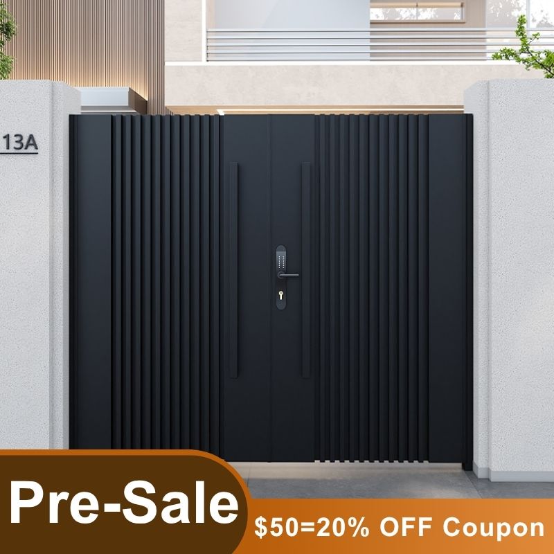 Courtyardmart 6ft x 6ft Aluminum Double Gate for Yard and Garden – Modern Stylish Outdoor Fence Entrance, Durable Windproof and Waterproof -- Pre-Sale