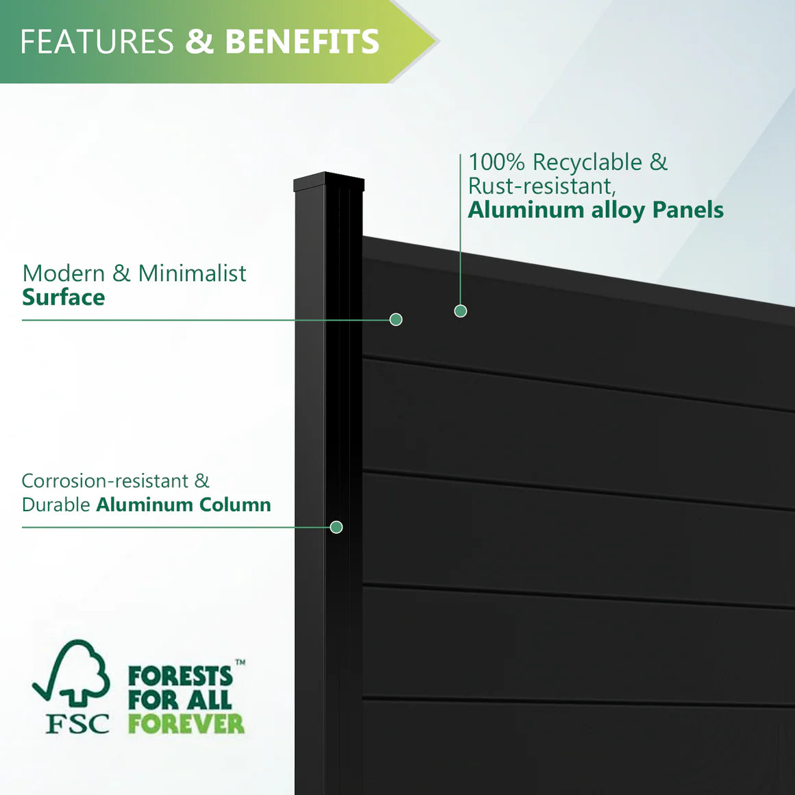 Heavy-duty aluminum privacy fence panel preventing visibility in outdoor areas