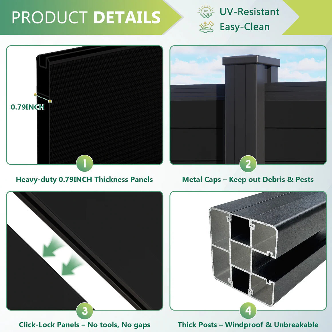 Courtyardmart aluminum fencing panel creating private backyard seating area