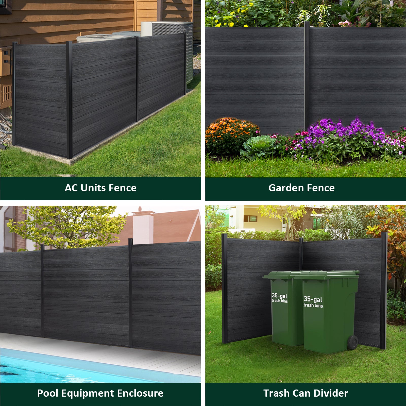 Courtyardmart 6ft x 6ft Composite Privacy Fence Screen Outdoor Decor Panel for Fence Building in Backyard Garden Patio Porch Balcony or Wall, Brushed Finish